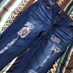 L&B  silver sequin skinny’s